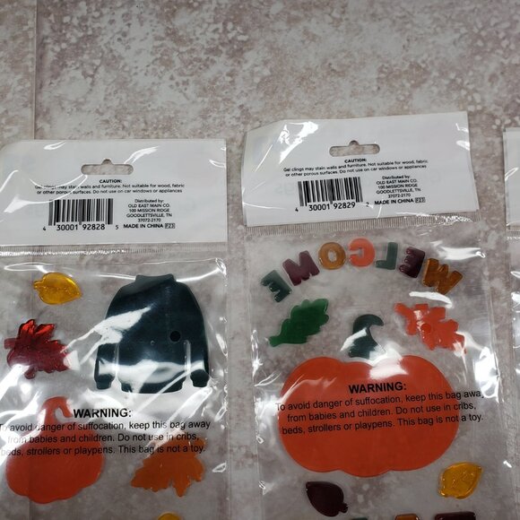 Autumn Decals Fall Gel Perfect Harvest Small Thanksgiving Window Clings 5 Packs - Picture 11 of 12